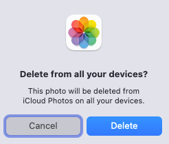 Confirm deleting a photo on Mac