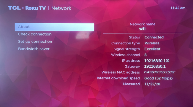 Roku Network menu