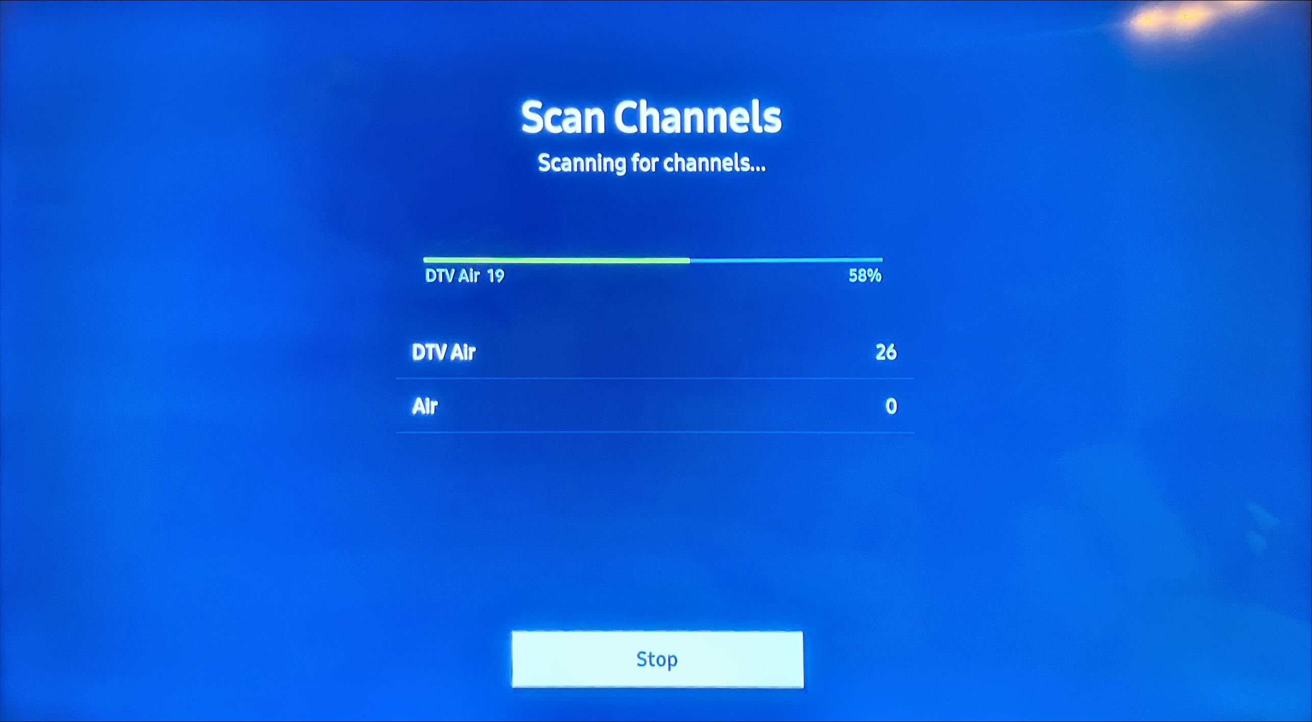 TV scanning for channels