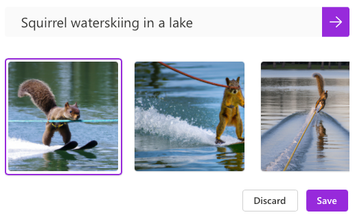 AI images of a squirrel waterskiing