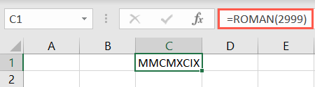 ROMAN function in Excel