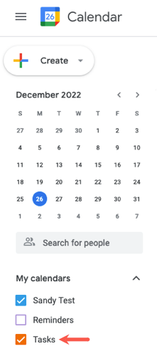 Tasks calendar enabled