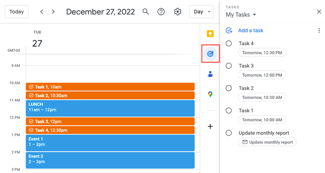 Tasks in Google Calendar