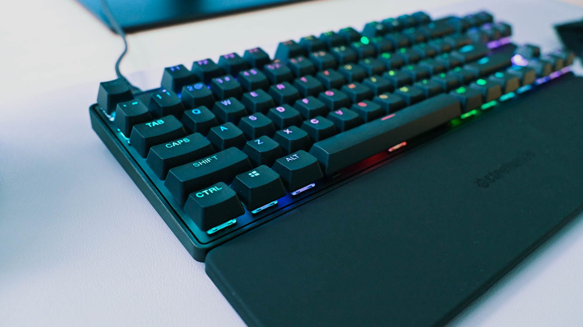 Close up of SteelSeries Apex Pro TKL Keyboard Angled.
