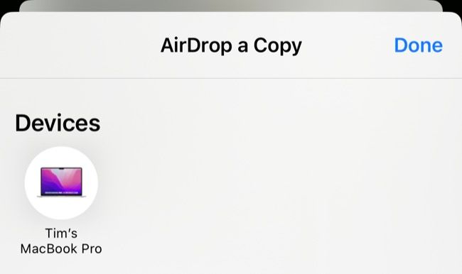AirDrop a file from iPhone