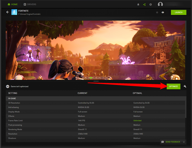 Click "Optimize" to use NVIDIA's recommended settings. 