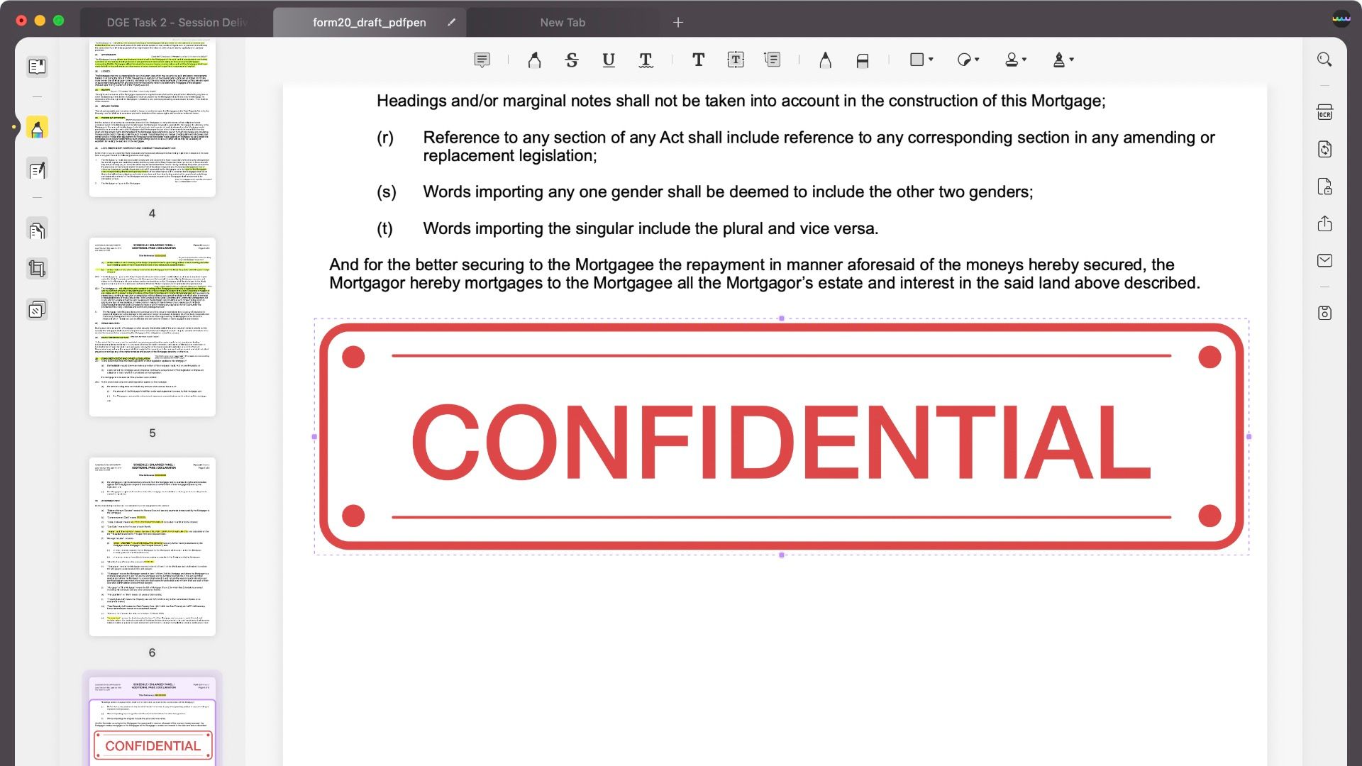 "Confidential" label applied with UPDF's annotation tools