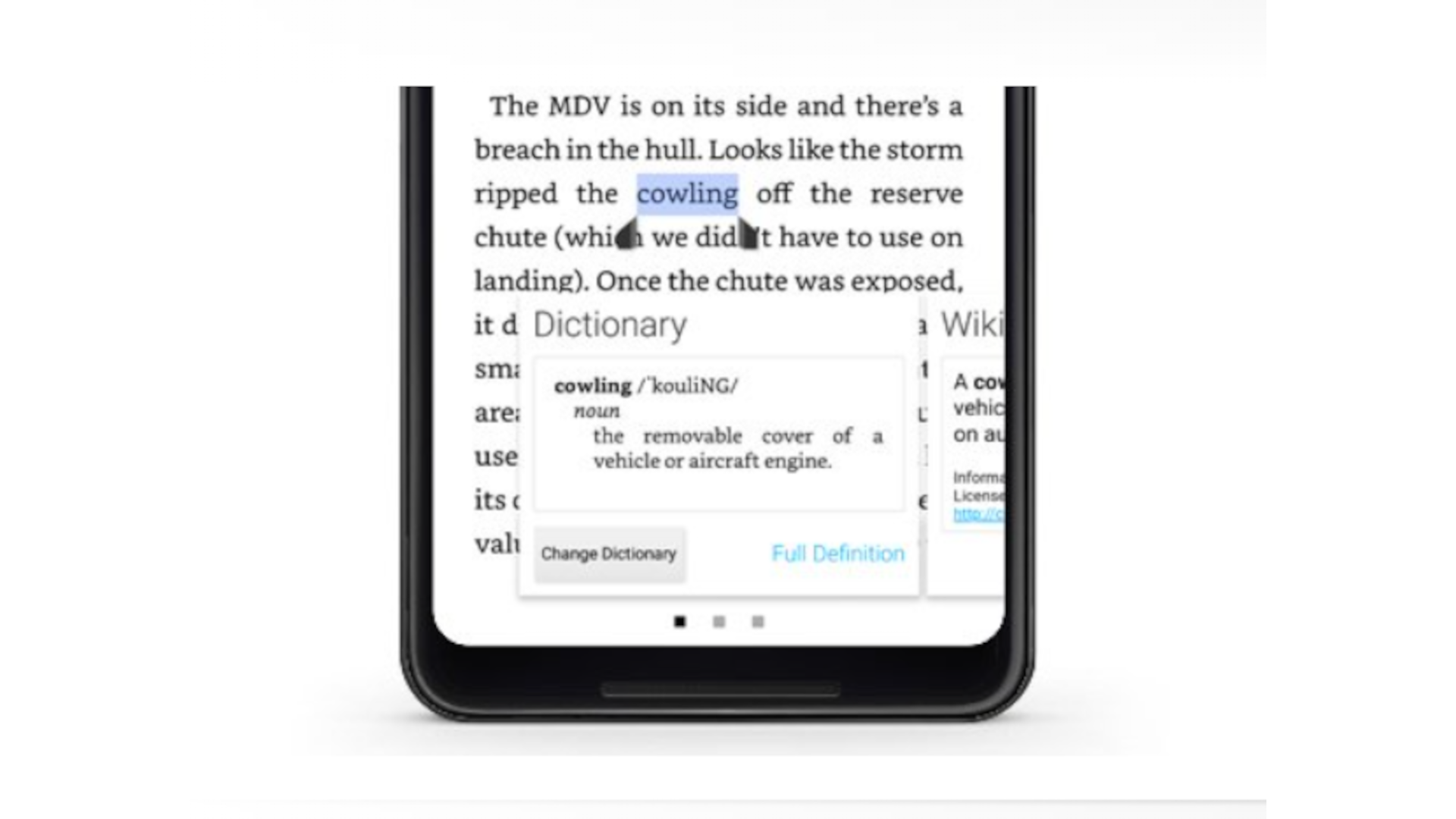 A screenshot shows how to use the Kindle dictionary.