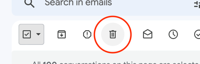 Use the "Delete" button in Gmail