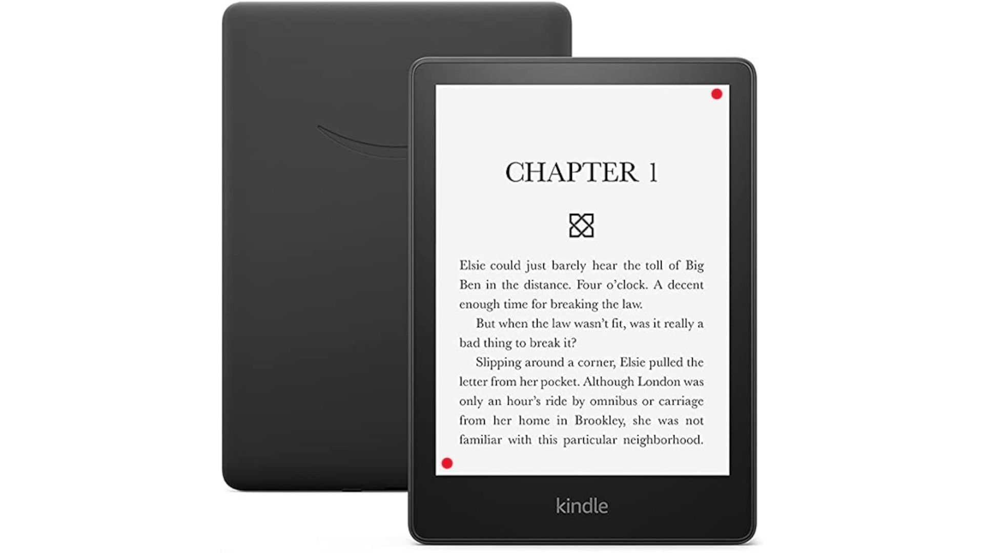 A photo shows which corners to touch on the Kindle to take a screenshot.