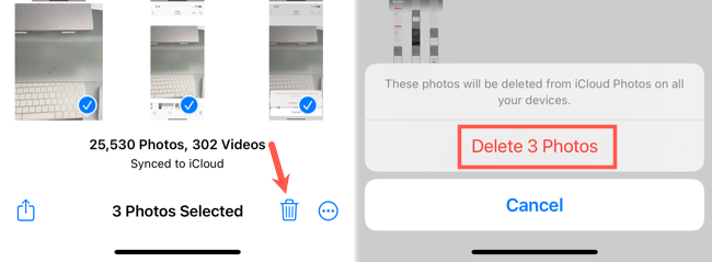 Delete multiple photos on iPhone