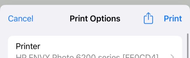 Hit "Print" to send the job to your AirPrint printer