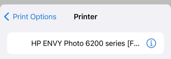 Select printer from iOS print interface