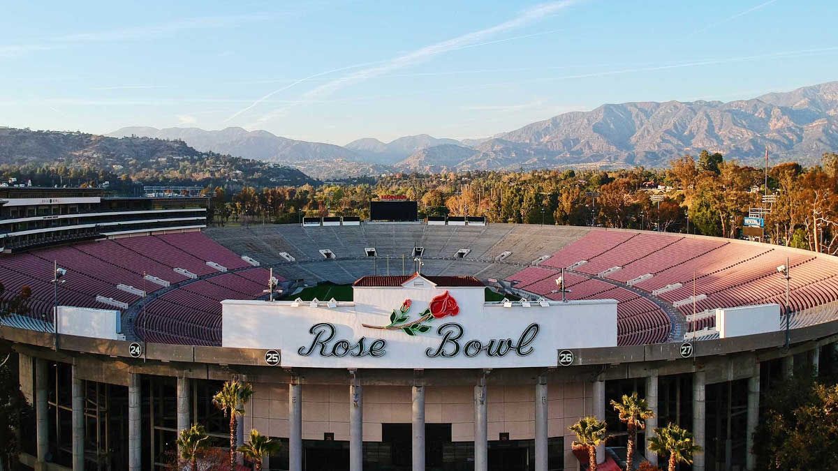 The Rose Bowl stadium in Pasadena, California.