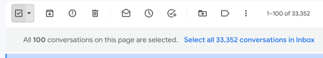 Select remaining conversations in your Gmail inbox