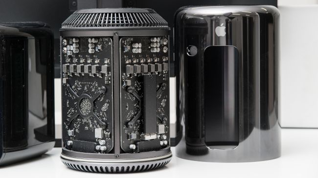 An opened Mac Pro with its infamous 