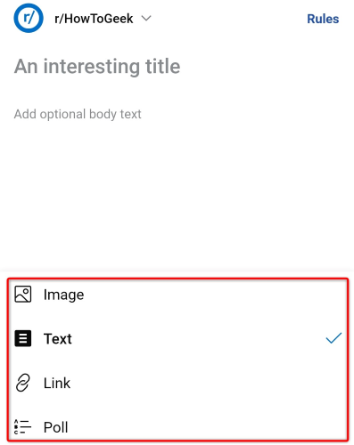 Select a post type.