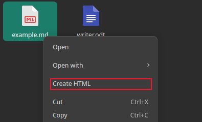A context menu with the custom action