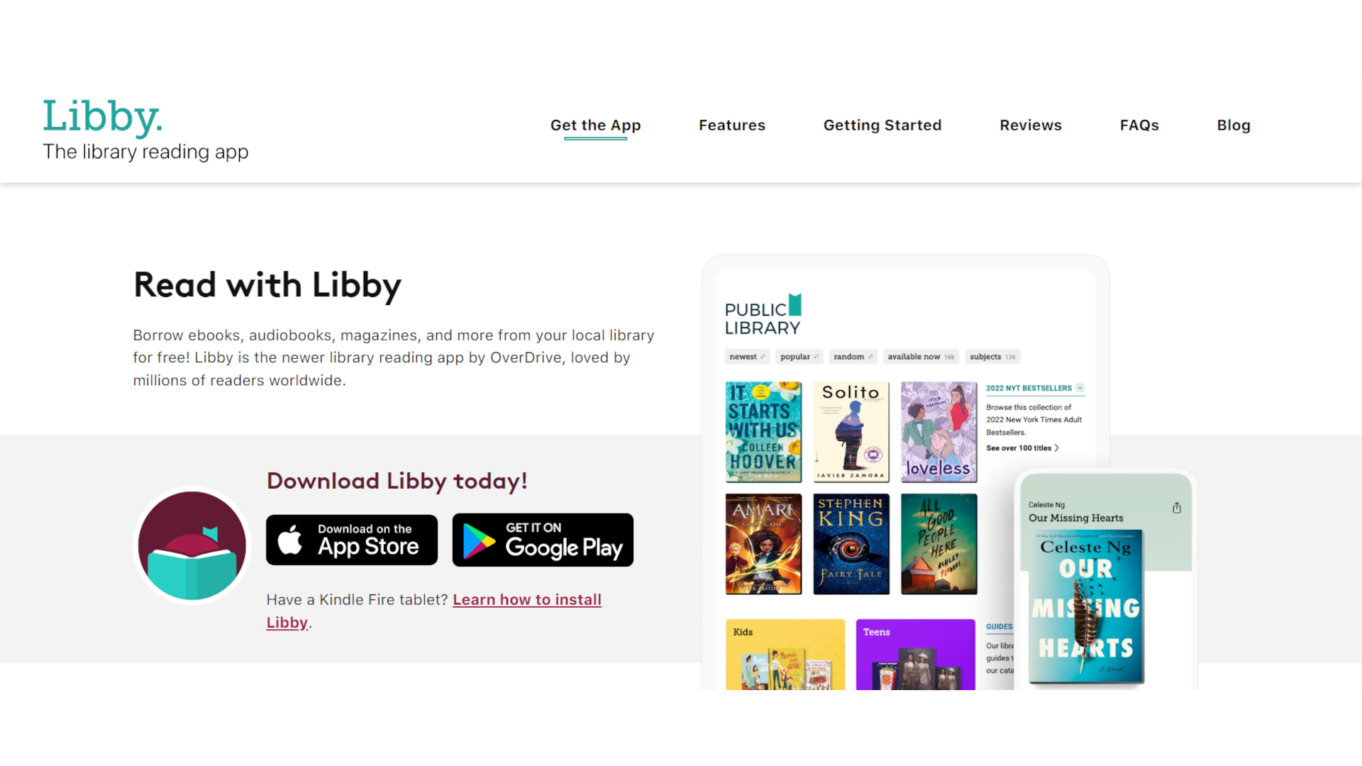 A screenshot shows the Libby homepage.