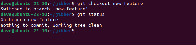 Checking out a local branch with the git checkout command