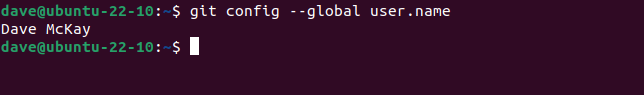 Checking the Git global user name