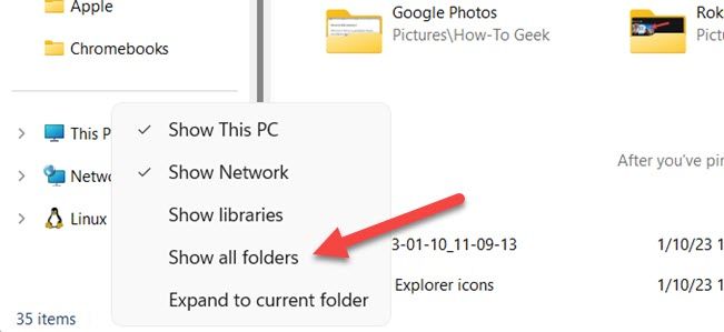 See all folders in Quick Access.