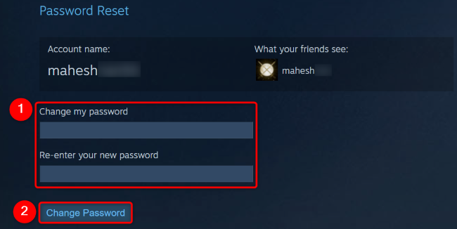 Create a new password and select 