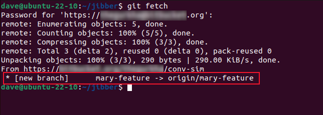 Using the git fetch command to retrieve the metadata about a remote repository