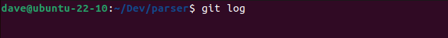 Checking the Git repository log