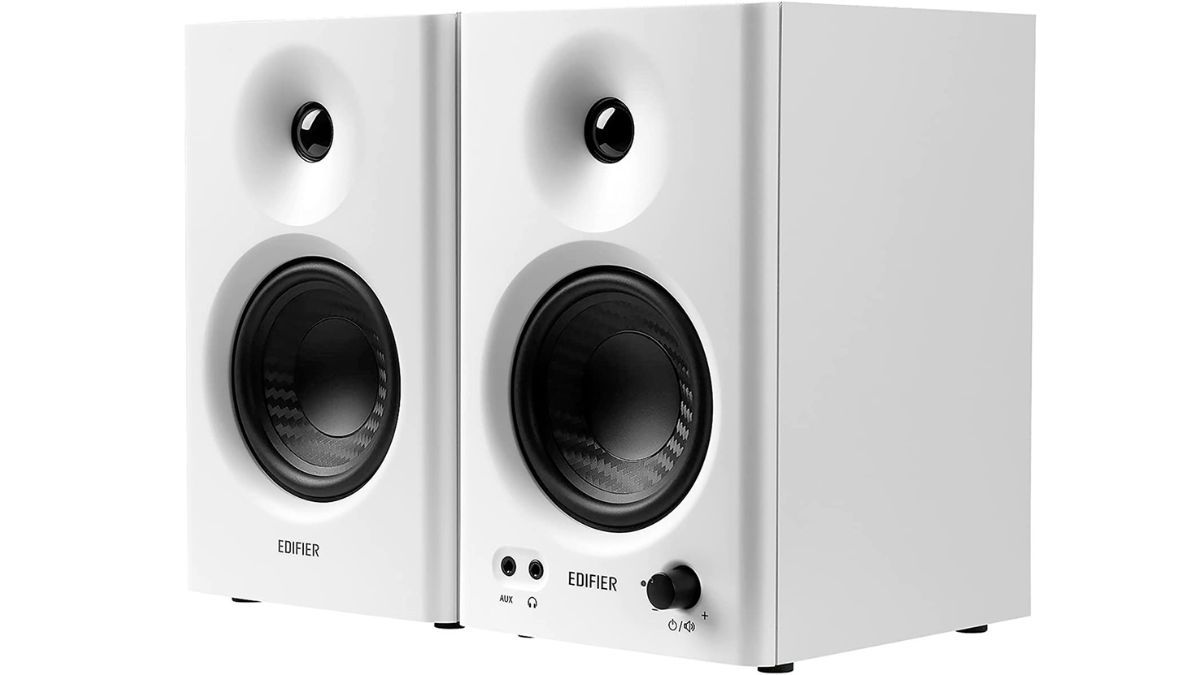 Two MR-4 Edifier Reference Speakers in White