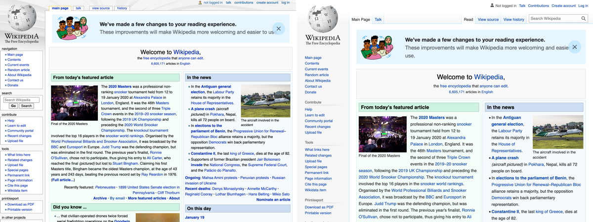 Wikipedia screenshots