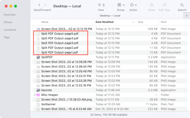 Separate PDF files on Mac