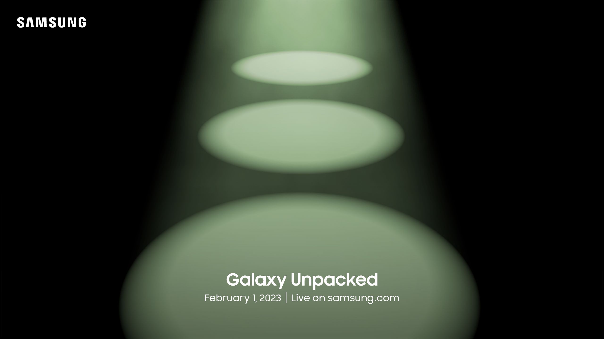 Samsung Galaxy Unpacked teaser with three spotlights