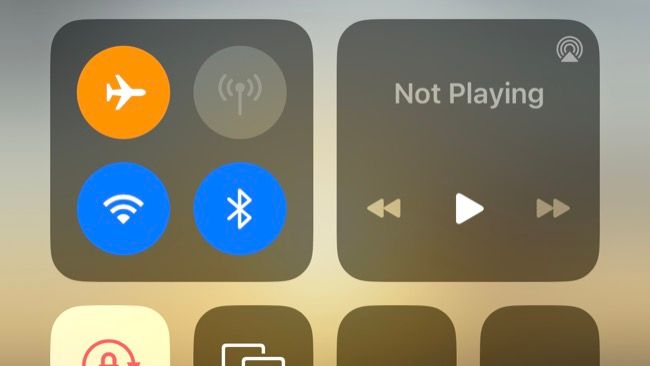 Airplane Mode toggle in Control Center