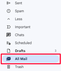 Click the "All Mail" folder in your inbox.