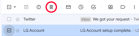 Select archived emails and click the delete (trash can) icon.