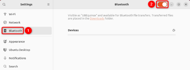 Click "Bluetooth" on the left and enable "Bluetooth" on the right.