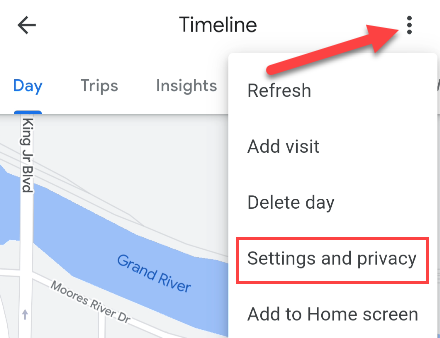 Tap the menu icon and select &quot;Settings and Privacy.&quot;