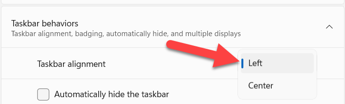 Windows 11 taskbar placement