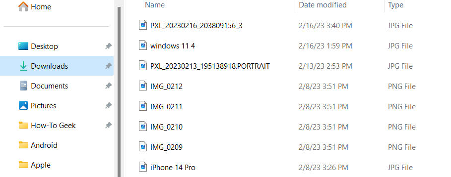 Downloads folder on Windows.