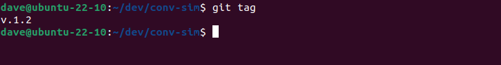 Using the git tag command to list the tags in the local repository