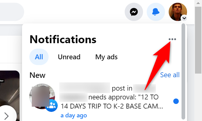 Select the three dots next to "Notifications."