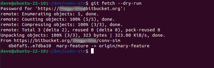 Using the --dry-run option so see the changes the fetch command would retrieve