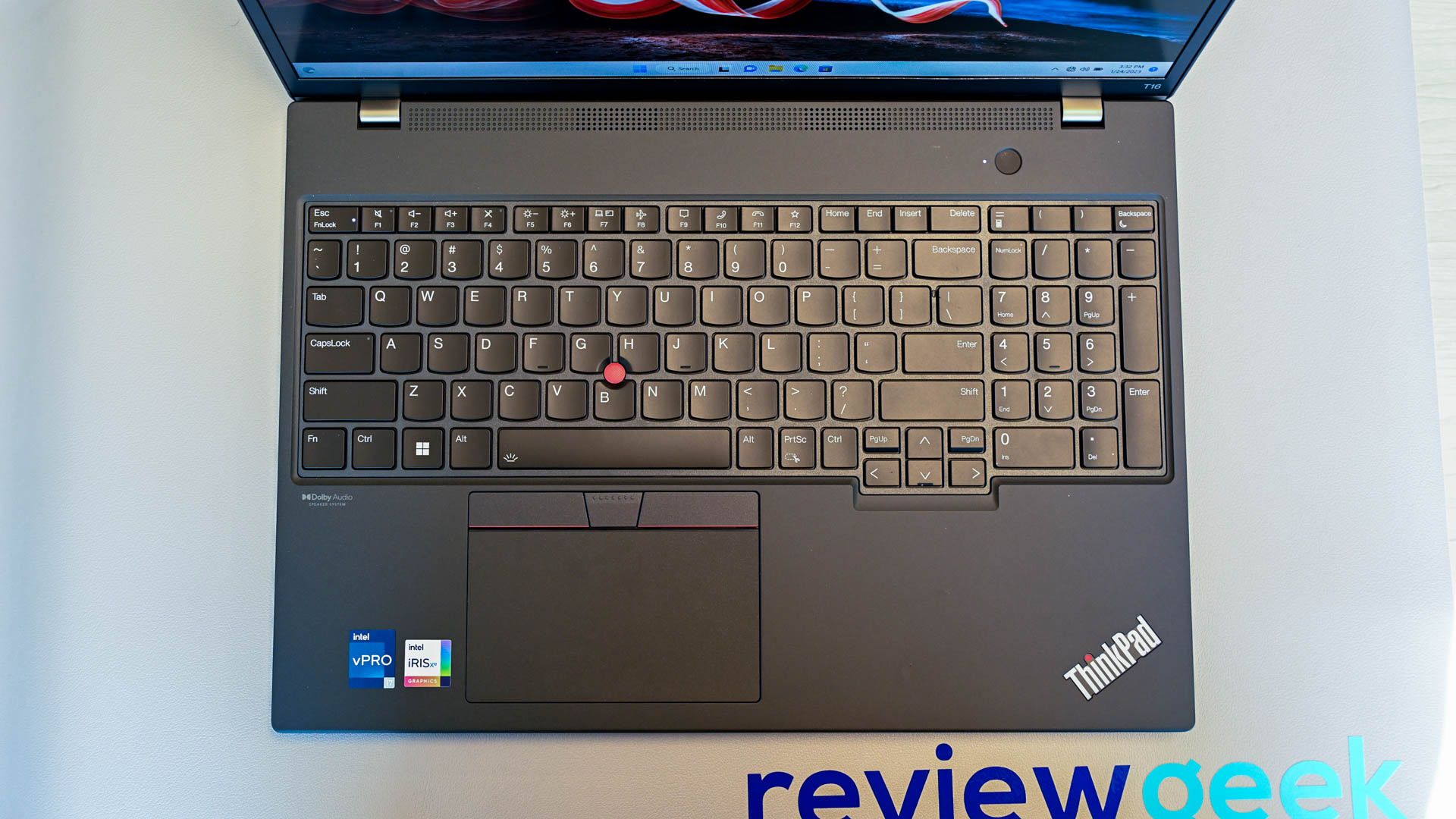 Top down view of the Lenovo ThinkPad T16 Gen 1 keyboard.