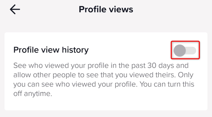 Disable "Profile View History."