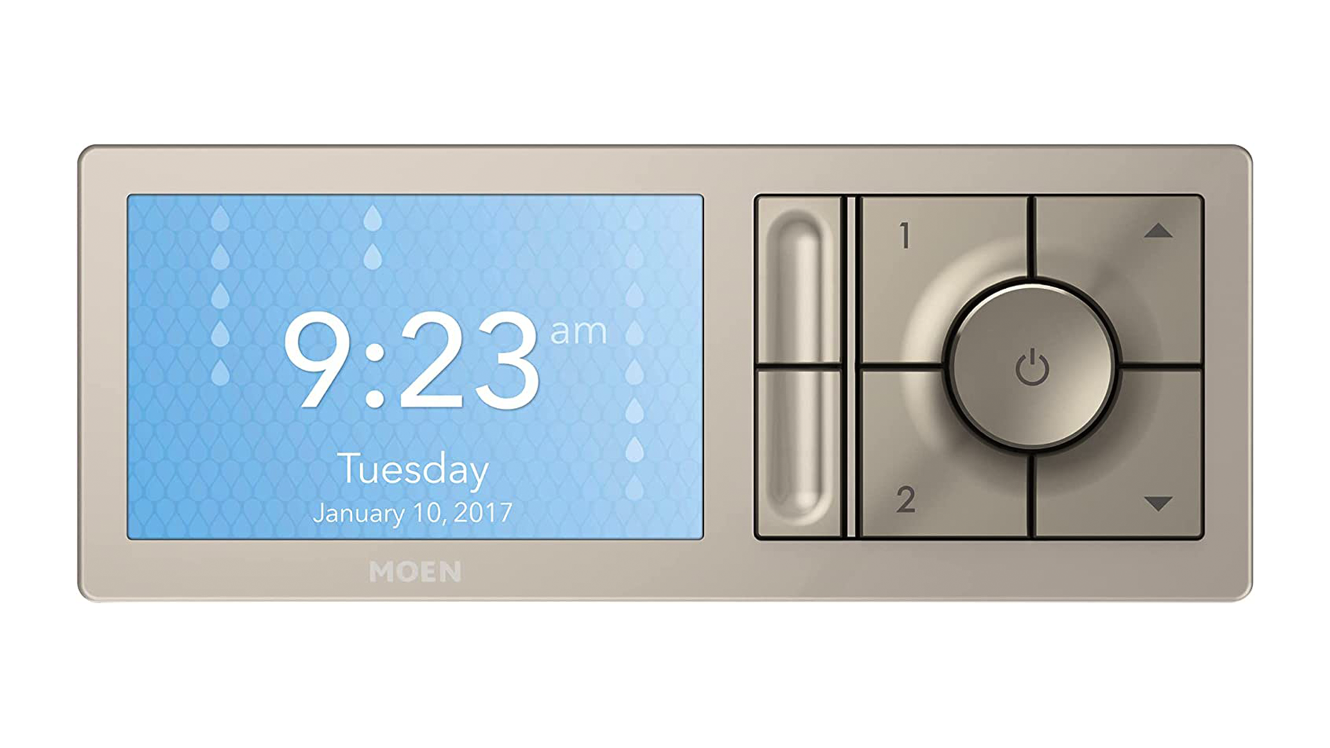 Moen Terra Smart Shower controller. It has a small display and several buttons.