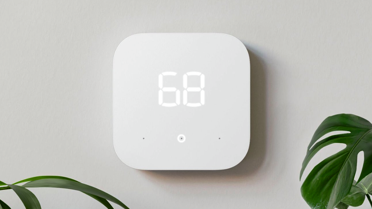 Amazon Smart Thermostat attached to a wall