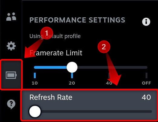 Cap the refresh rate to 40Hz by adjusting the slider in performance settings.