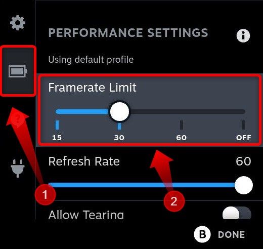 Adjust the framerate limit slider in performance settings