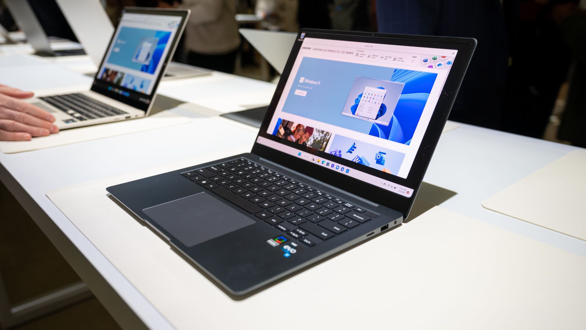 Samsung Galaxy Book 3 Pro sitting on a table at Galaxy Unpacked 2023